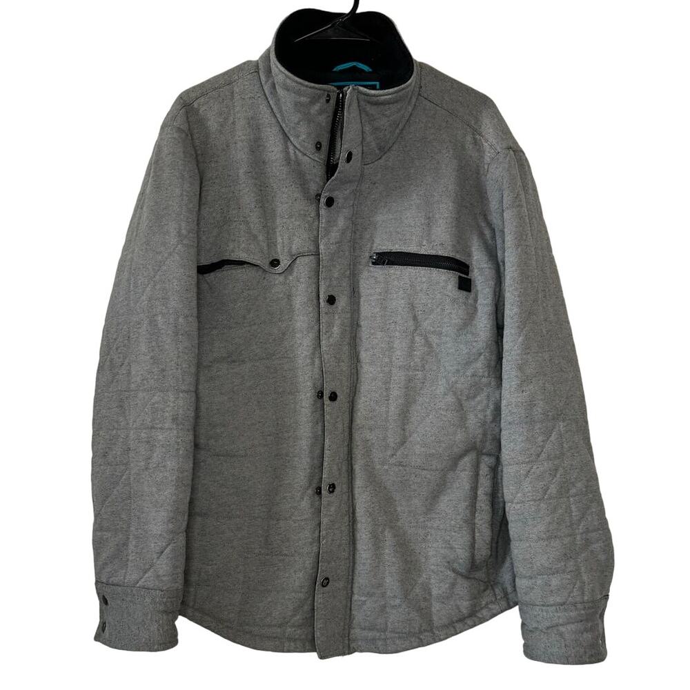 Hurley Covert Qulted Jacket Heather Grey Mens Sz Large Heavy Duty 2010 Button Up